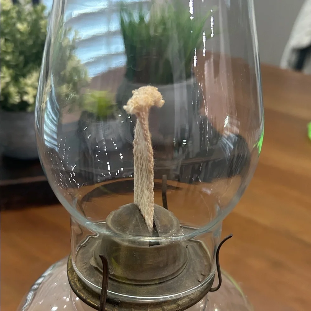Vintage Clear Glass Oil Lamp